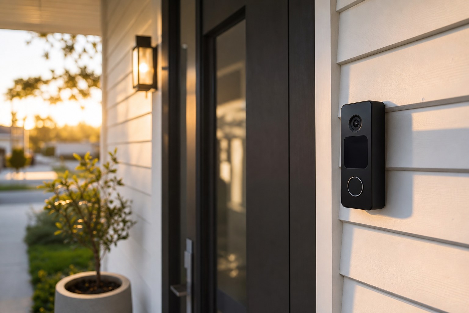 Video doorbell on a front door