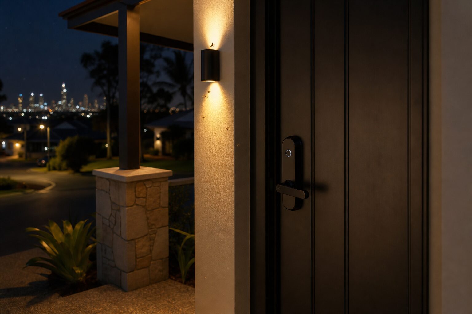 Porch light and door lock