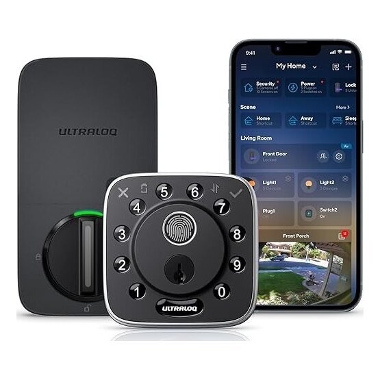 ULTRALOQ Bolt Fingerprint Smart Lock with Door Sensor, Built-in WiFi Smart Locks for Fr…