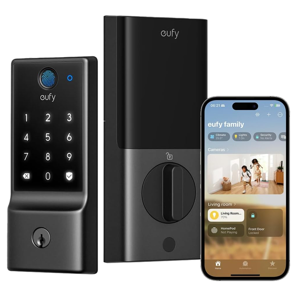 eufy Smart Lock E30, Fingerprint Keyless Entry Door Lock with Apple Home Ecosystem, Built-in Wi-Fi Deadbolt, Smart Door Lock for Front Door or Back, Supports Apple Home, Alexa, Google