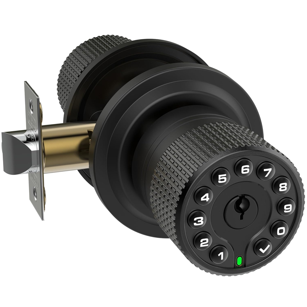 electronic door knob offers two ways to access,passcode or key,1 master code and 50 user codes. Access codes can be 1-15 digits in length. Ergonomic design can bring trendy style to exterior &amp;interior doors.